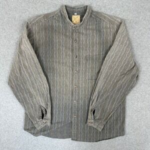 Vtg Wah Maker Frontier Clothing Large Banded Collar Striped Western Shirt Gray